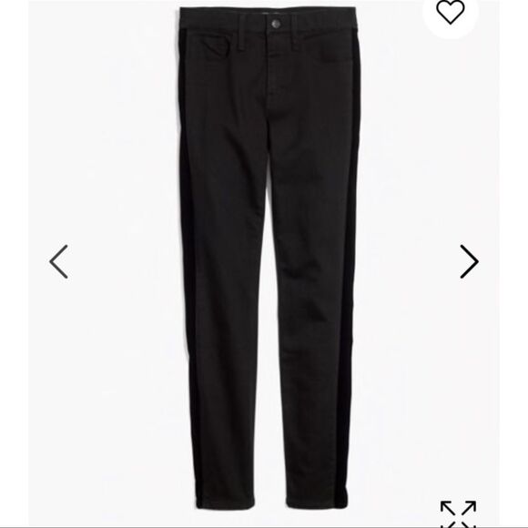 Madewell Velvet Tuxedo Stripe Hi-rise Skinny Black Jeans 27 - Picture 3 of 11